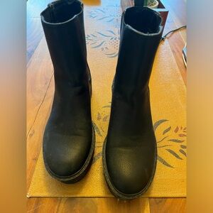 Black Mix No. 6 pull on platform Chelsea boots, size 7